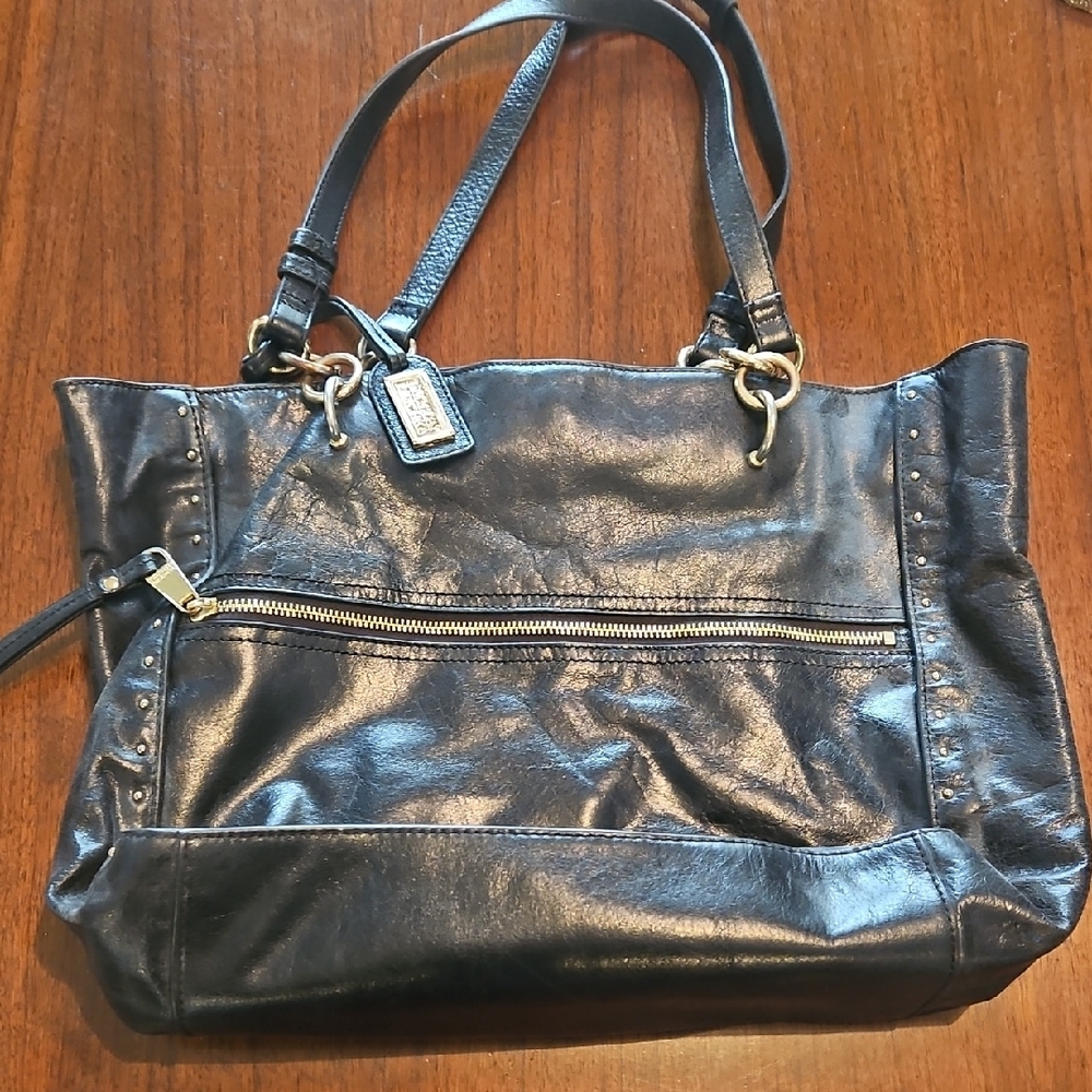Badgely MISCHKA Black Leather Tote Bag
